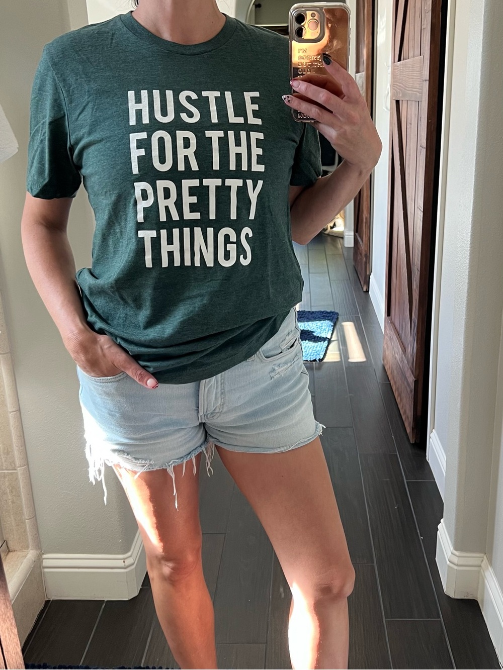 Bella Canvas Forest Green 'Hustle For The Pretty Things' Tee